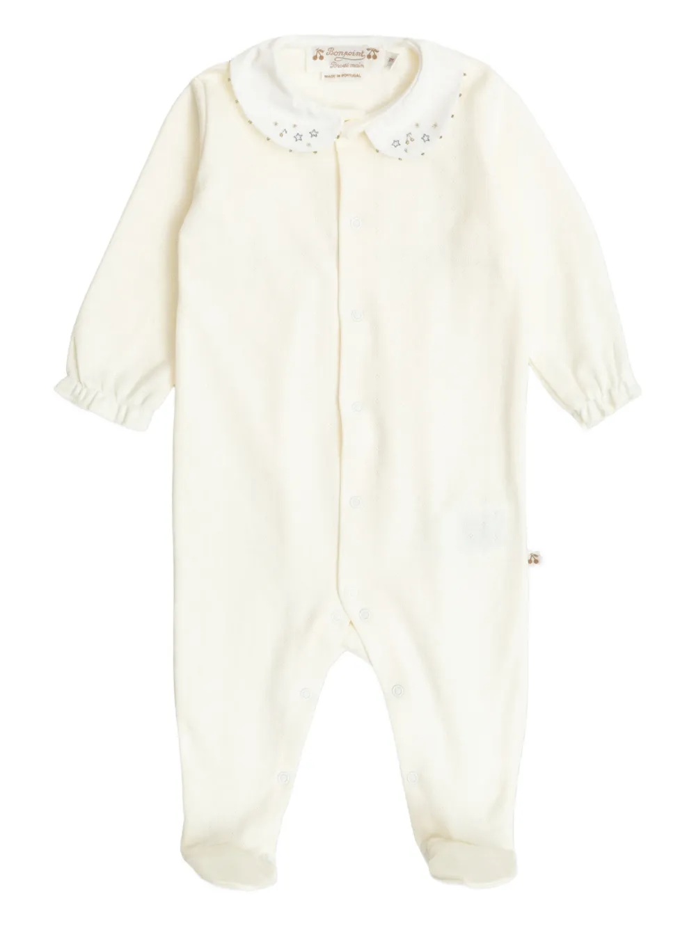 Bonpoint Lintina star-embellished collared babygrow - Nude
