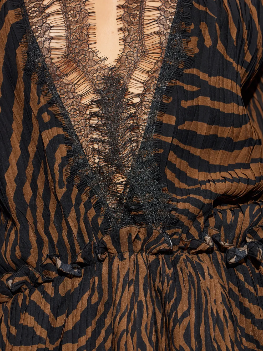 Lace-Trim Zebra-Print Dress