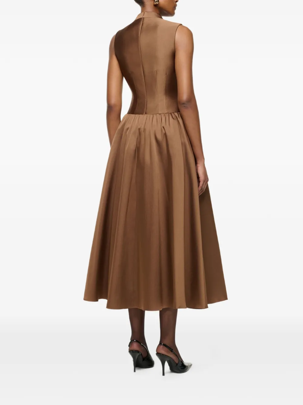 Roland Mouret taffeta-texture midi dress - Bruin