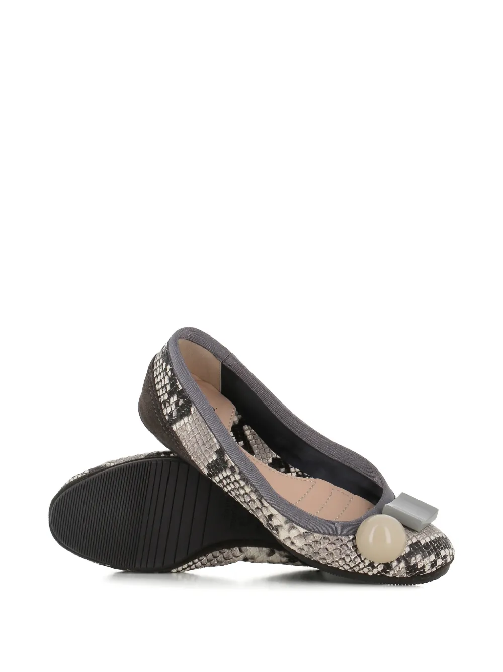 Dove Nuotano Gli Squali Becky ballerina's met slangenprint Grijs