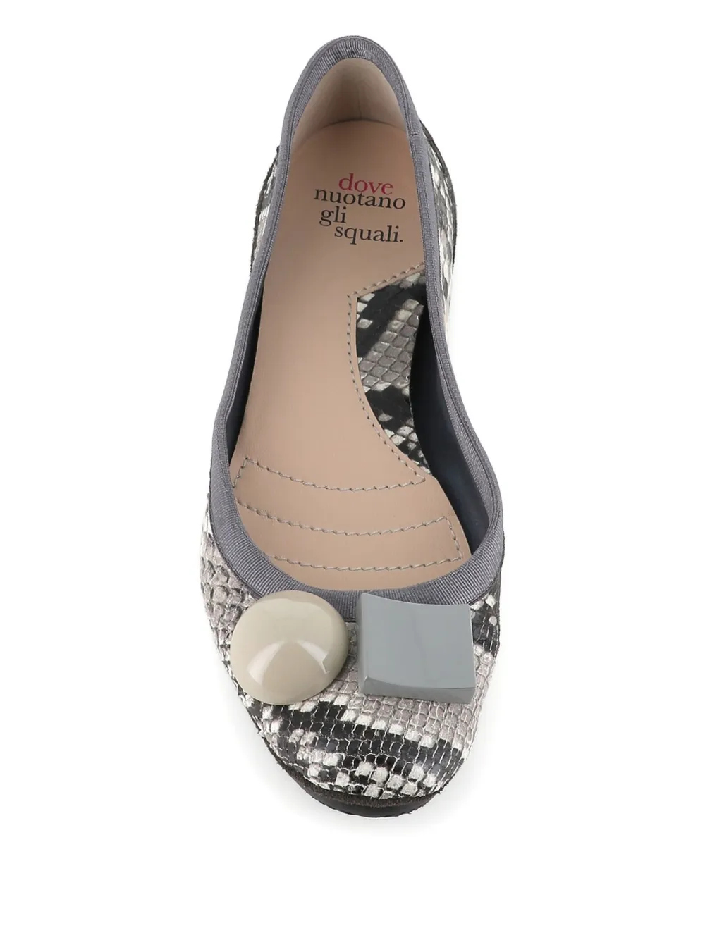 Dove Nuotano Gli Squali Becky ballerina's met slangenprint Grijs