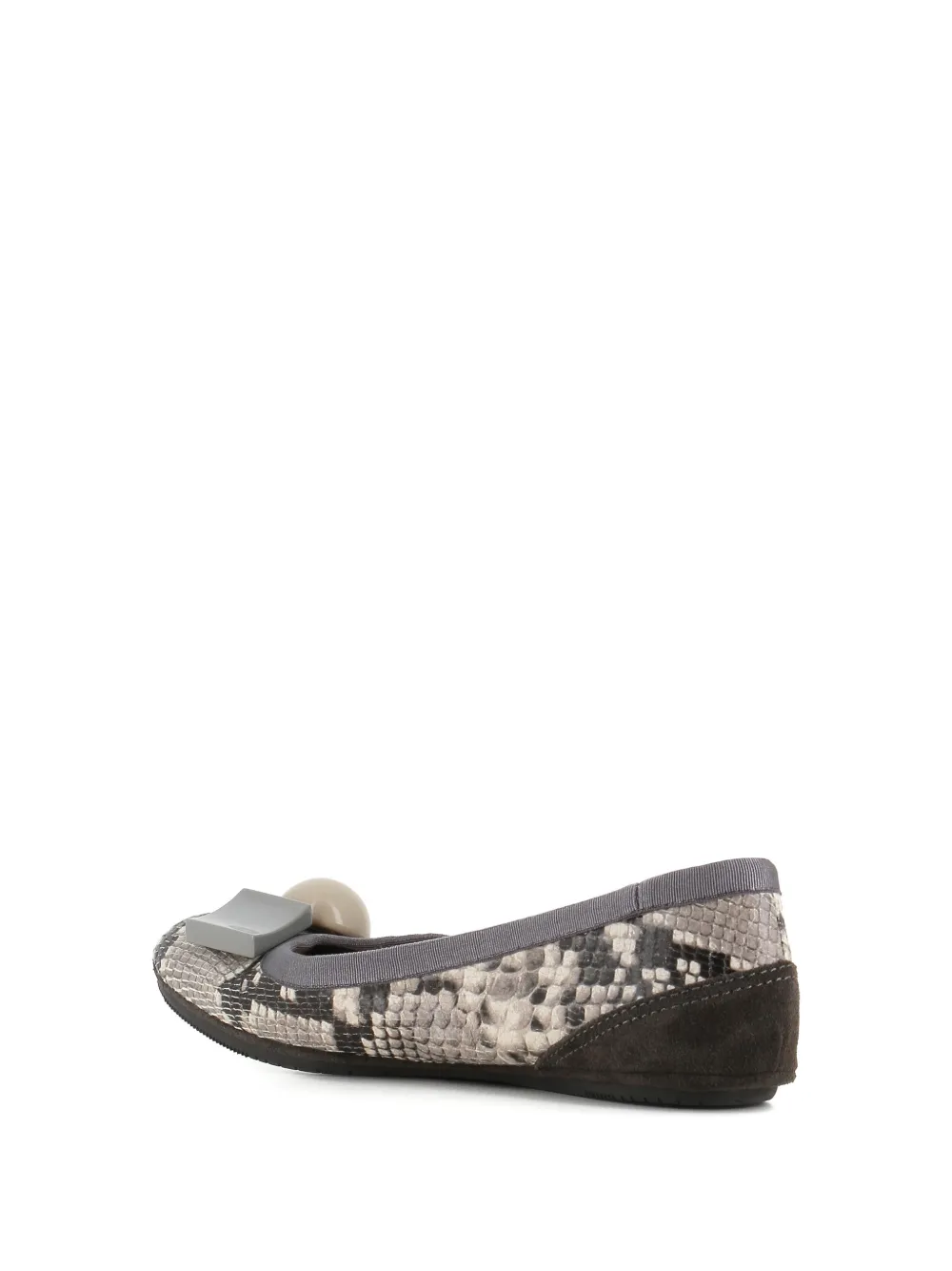 Dove Nuotano Gli Squali Becky snake-print appliqué ballet flats - Grijs