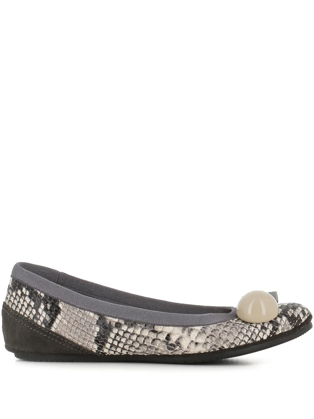 Dove Nuotano Gli Squali Becky snake-print appliqué ballet flats - Grigio