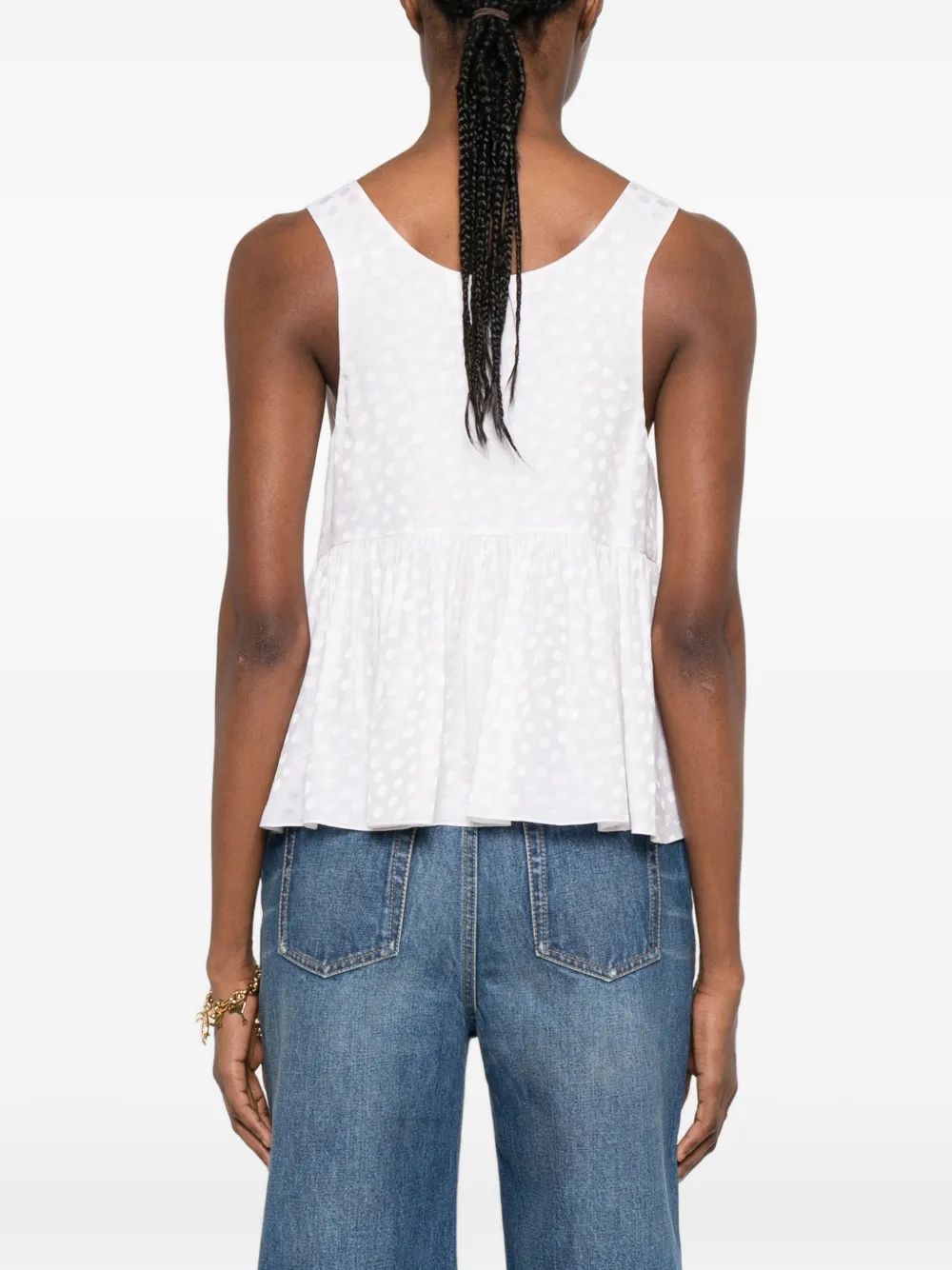 Chloé Top met stippen en ruches Wit