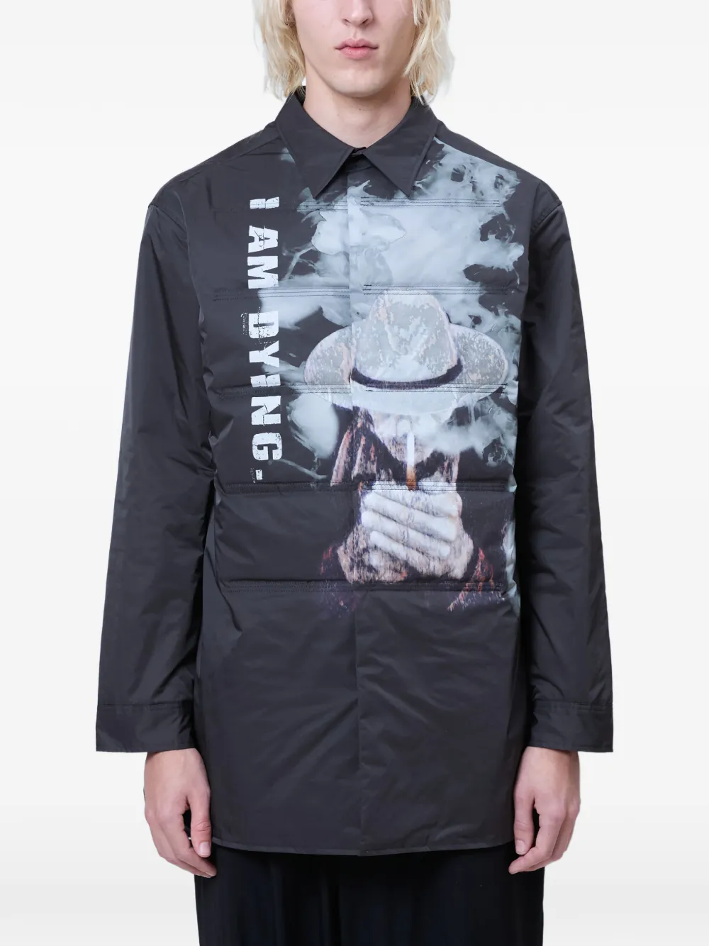 Yohji Yamamoto Padded Printed Shirt In Black