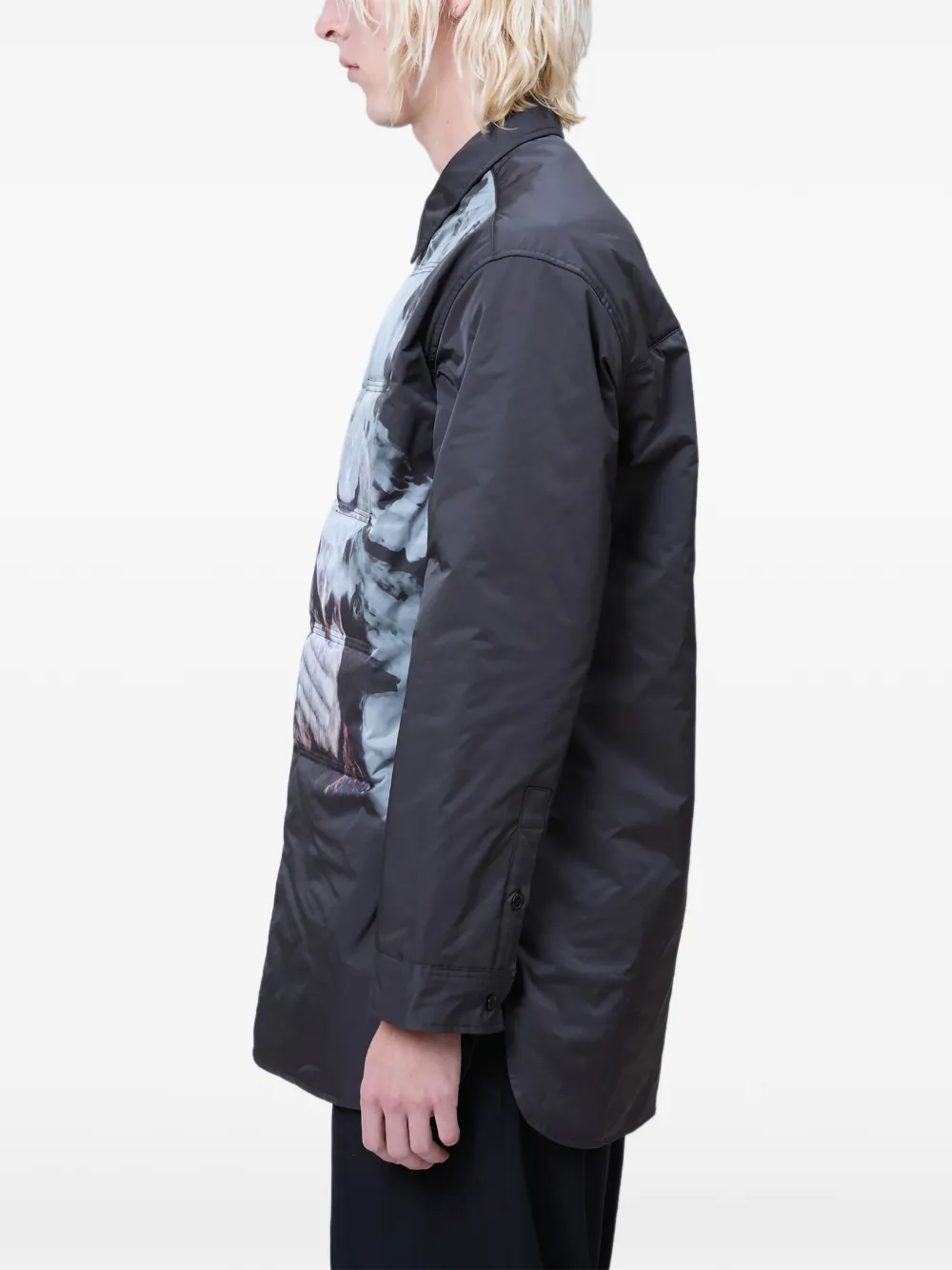 Yohji Yamamoto Gewatteerd overhemd met print Zwart