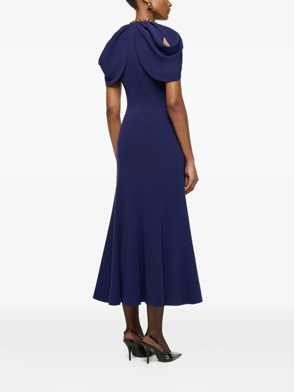 Roland Mouret gathered-shawl midi dress - Blauw