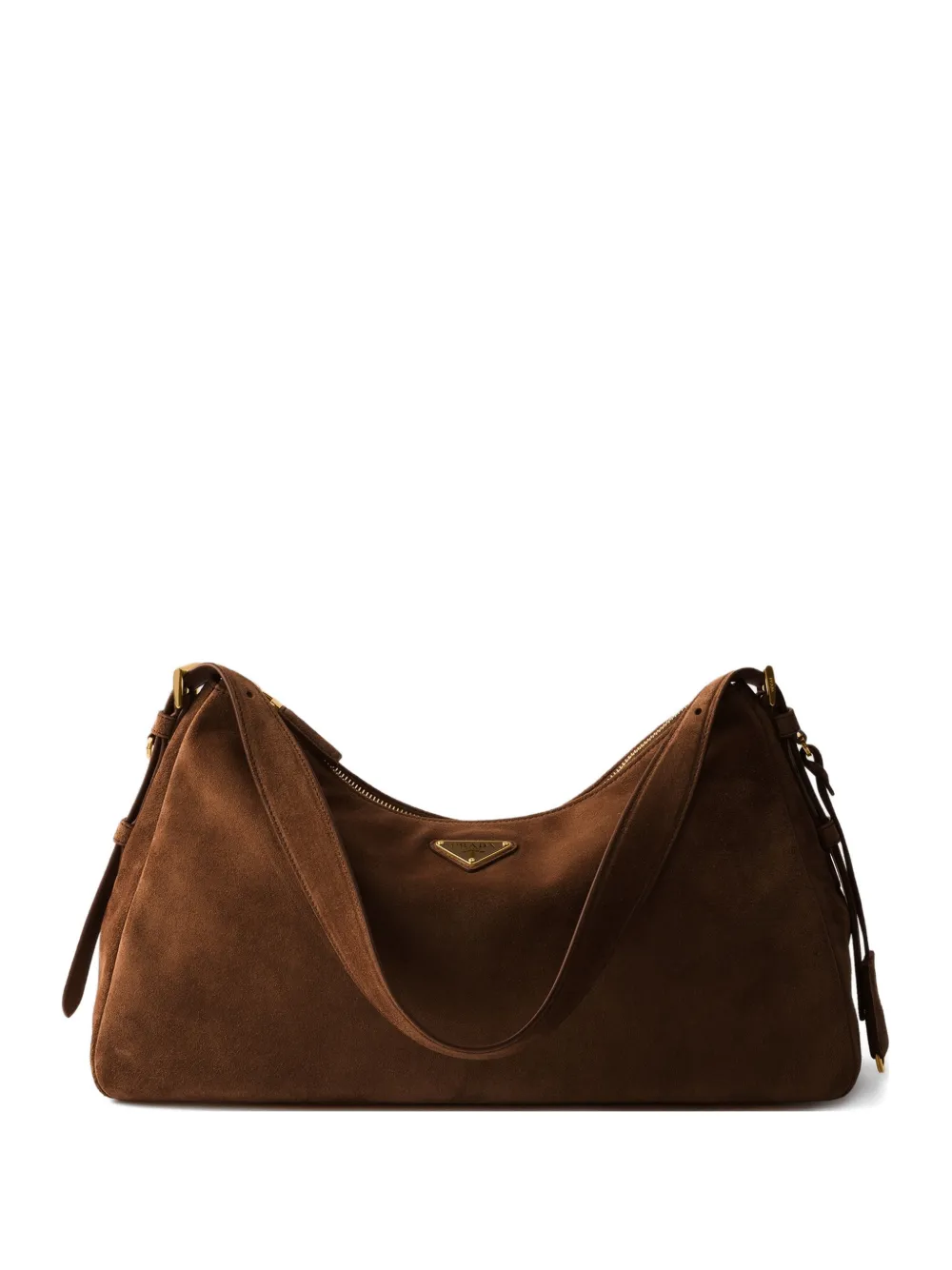 Prada medium Aimée suede shoulder bag - Marrone