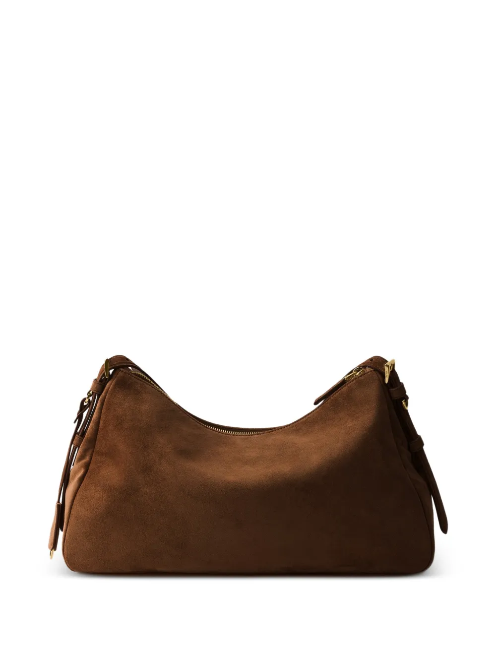 Prada Medium suède schoudertas Bruin