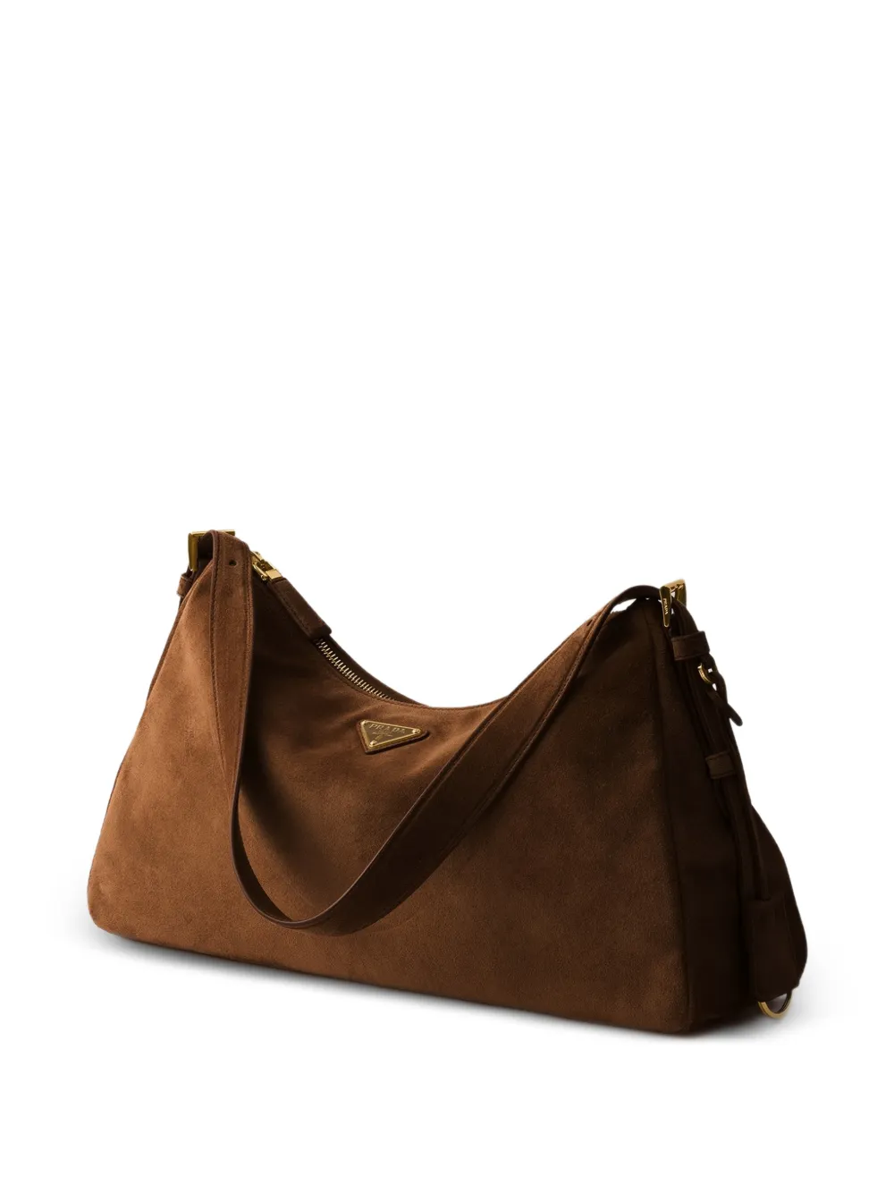 Prada Medium suède schoudertas Bruin