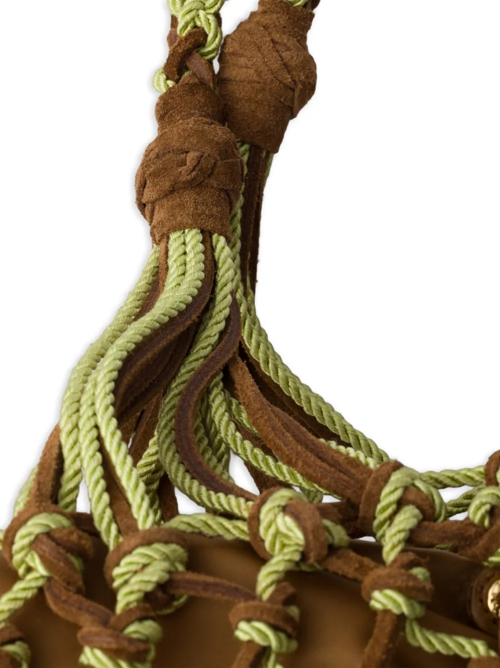 Prada Macramé grote shopper met logoplakkaat Bruin