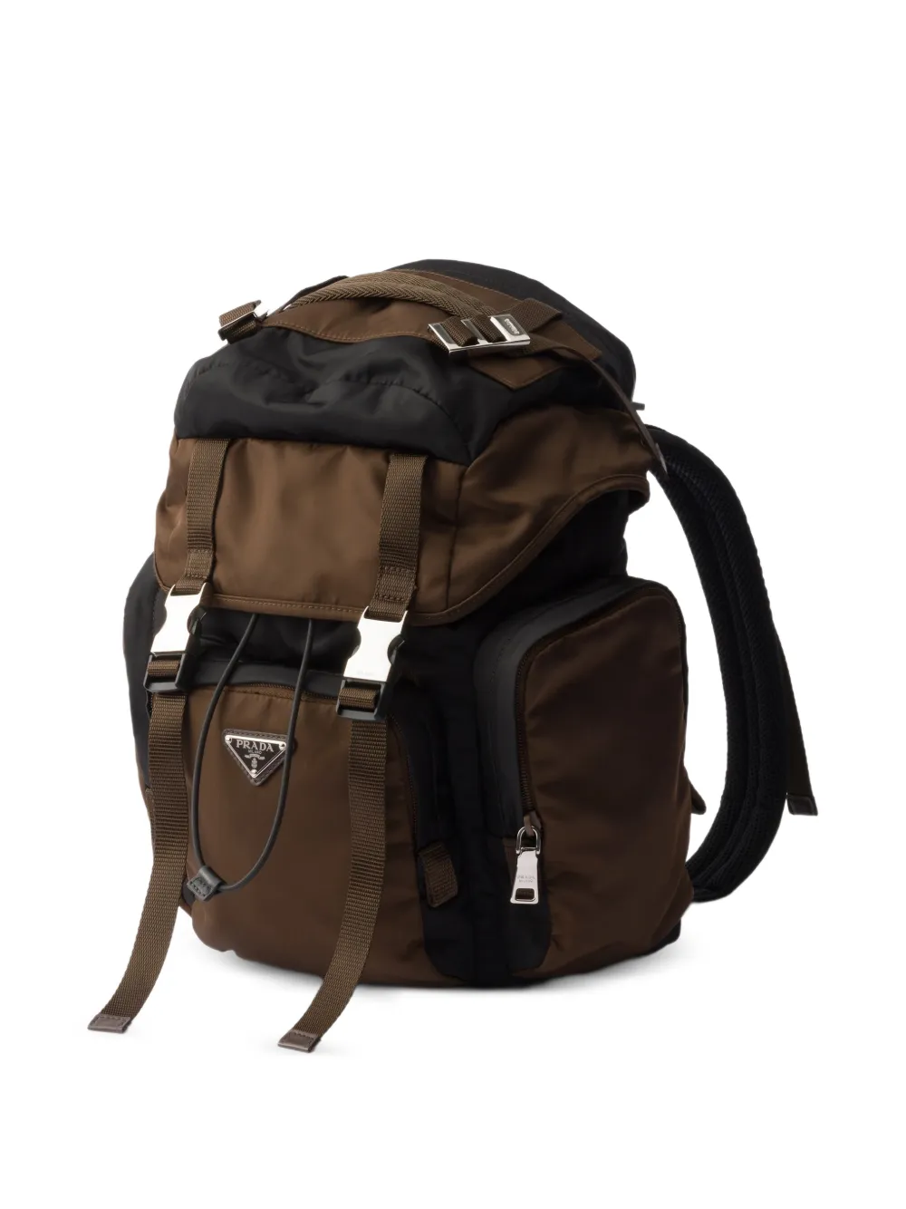 Prada Re-Nylon en leren rugzak Zwart