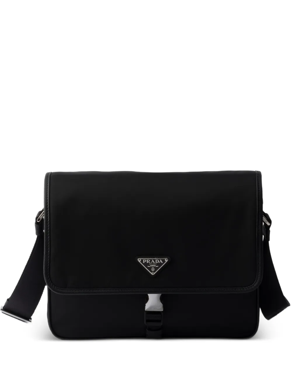 Prada Re-Nylon Schultertasche mit Schnalle - Schwarz
