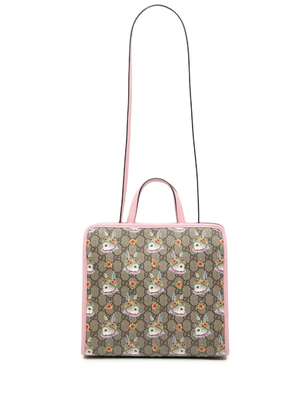 Pre-owned Gucci 2016-2025 Yuko Higuchi Gg Supreme Floral Rabbit Satchel In Brown