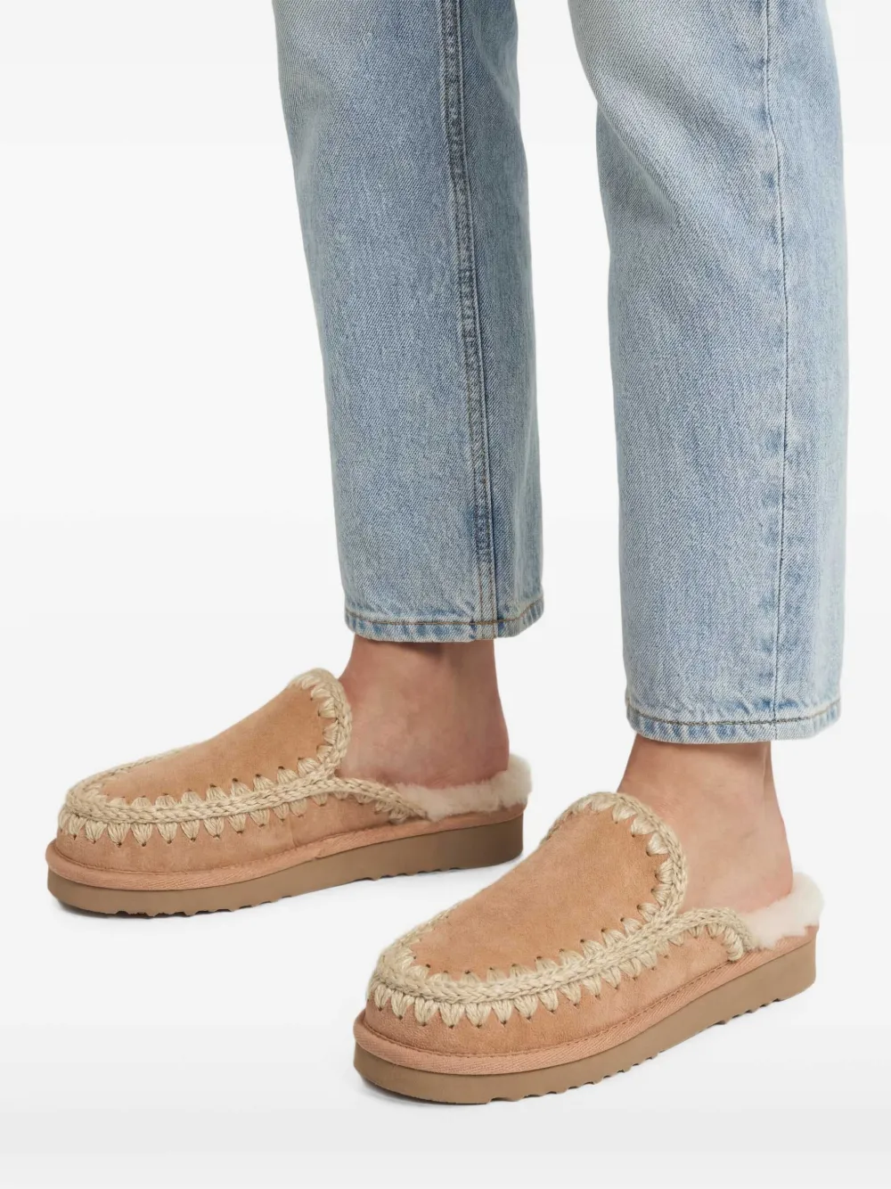 Mou Esquimó gevlochten muiltjes Beige