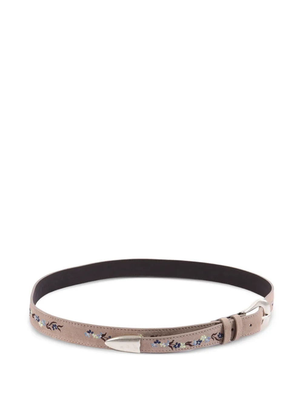  Orciani Peach Floral-embroidered Leather Belt - Neutrals 