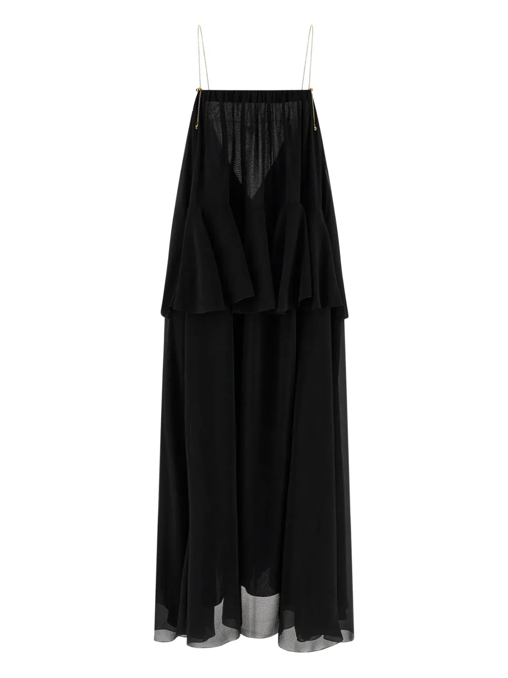 Chloé Knee Length Dress Gold Chain Straps In Black