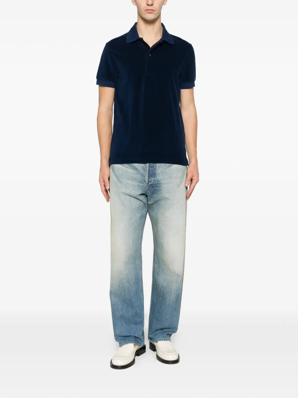 TOM FORD Gebreid poloshirt met knopen - Blauw