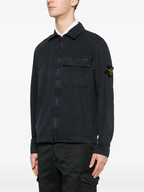 Stone  ブラック ジップポケット シャツ Stone Island ジップポケット シャツジャケット | ブルー | FARFETCH JP