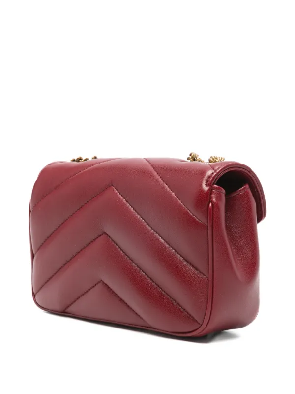 Saint Laurent Mini Loulou chevron-quilted Logo Shoulder Bag | Red