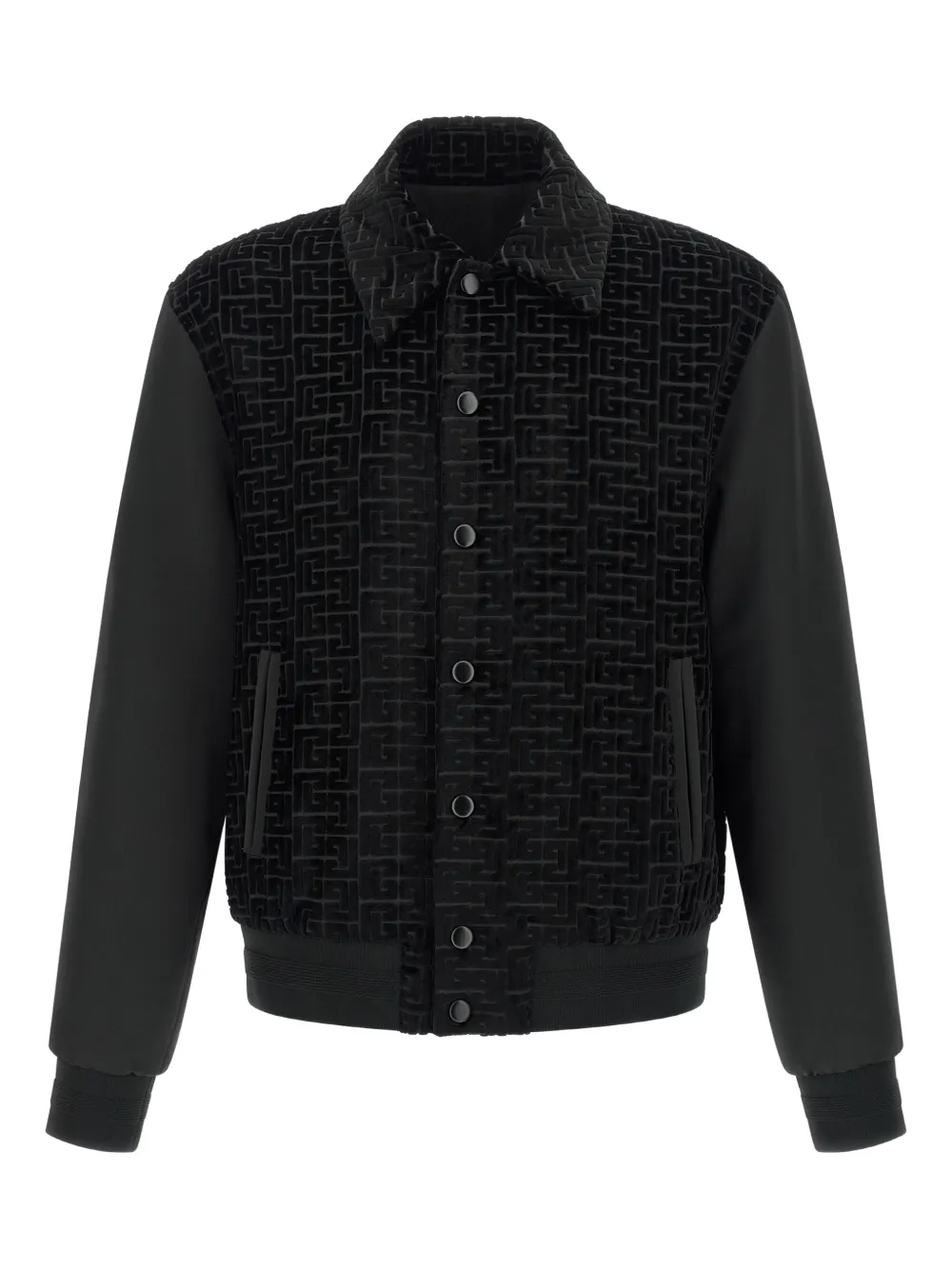Balmain Velvet Bomber Jacket Puffer Jackets Black In Black