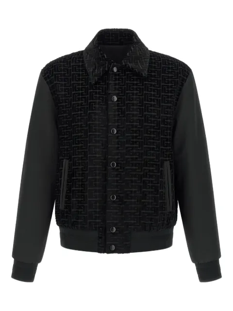 Balmain logo-pattern bomber jacket