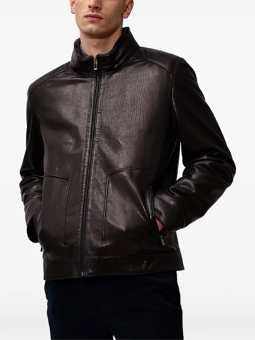 Poche Paris zip leather jacket - Nero