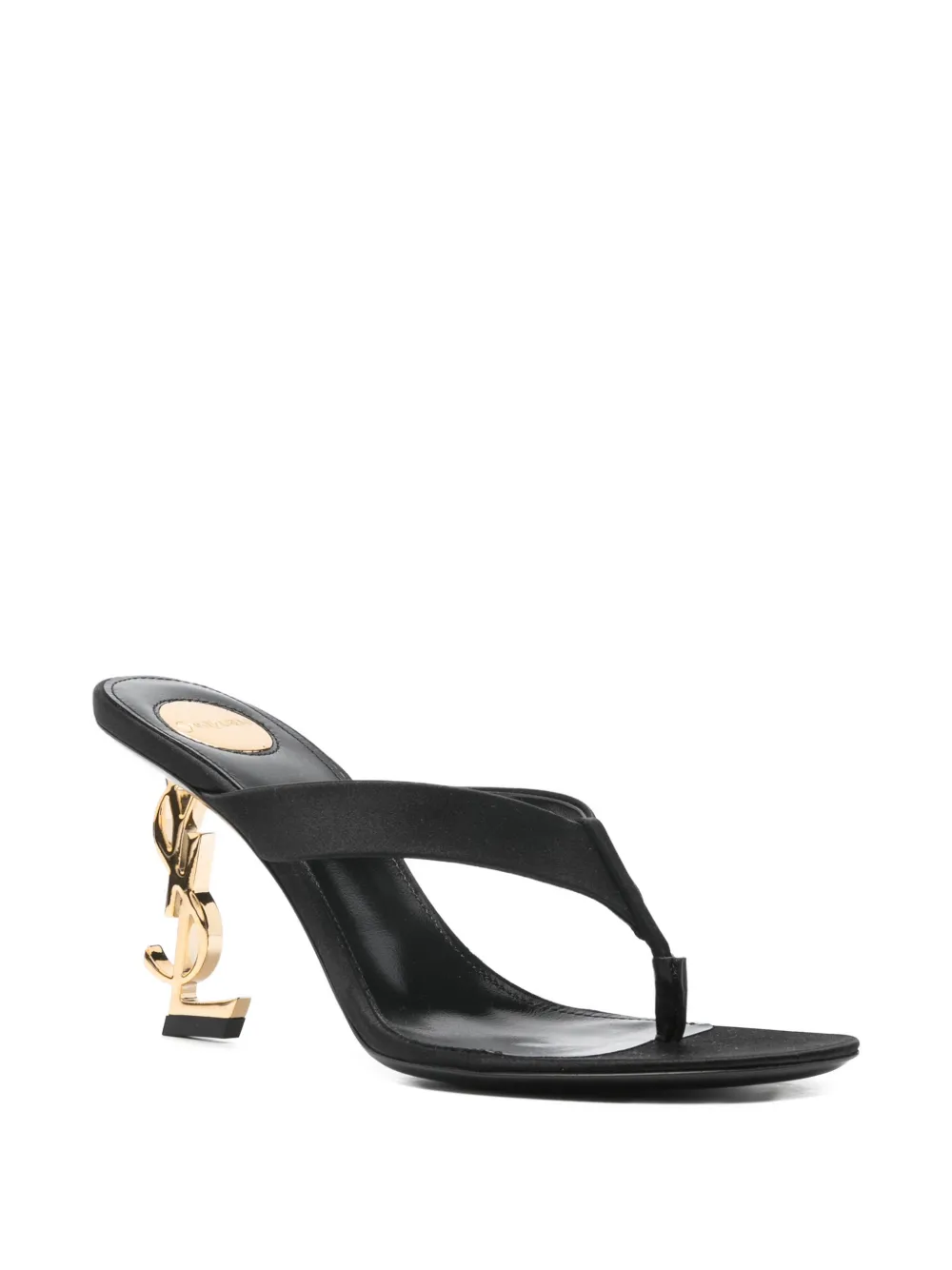 Saint Laurent Sandalen met logo hak Zwart