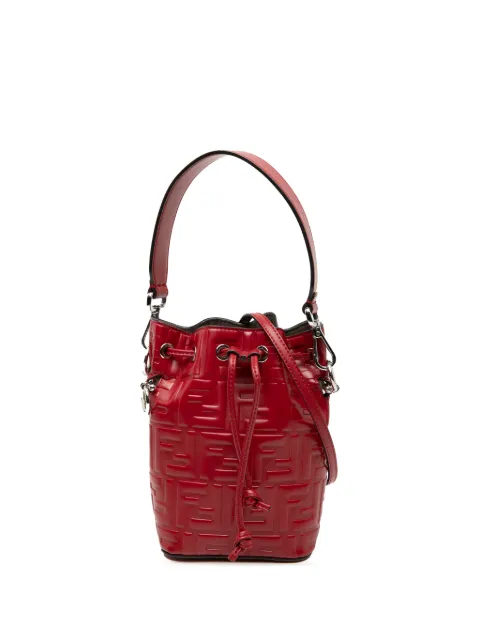 Fendi Pre-Owned 2018 Mini Zucca Embossed Leather Mon Tresor Bucket Bag satchel