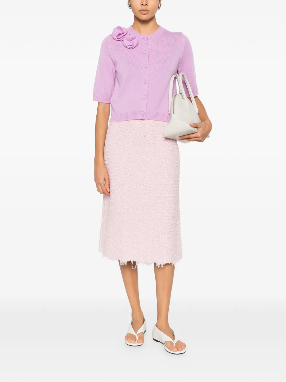 Allude Vest verfraaid met bloemen en knoopsluiting - Roze