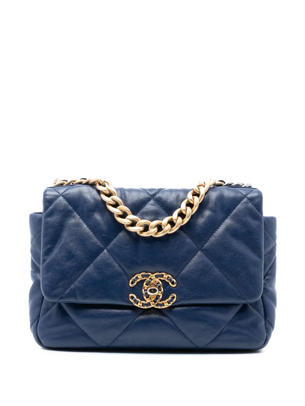 CHANEL Pre-Owned 2019 Medium Lambskin 19 Flap satchel - Blu