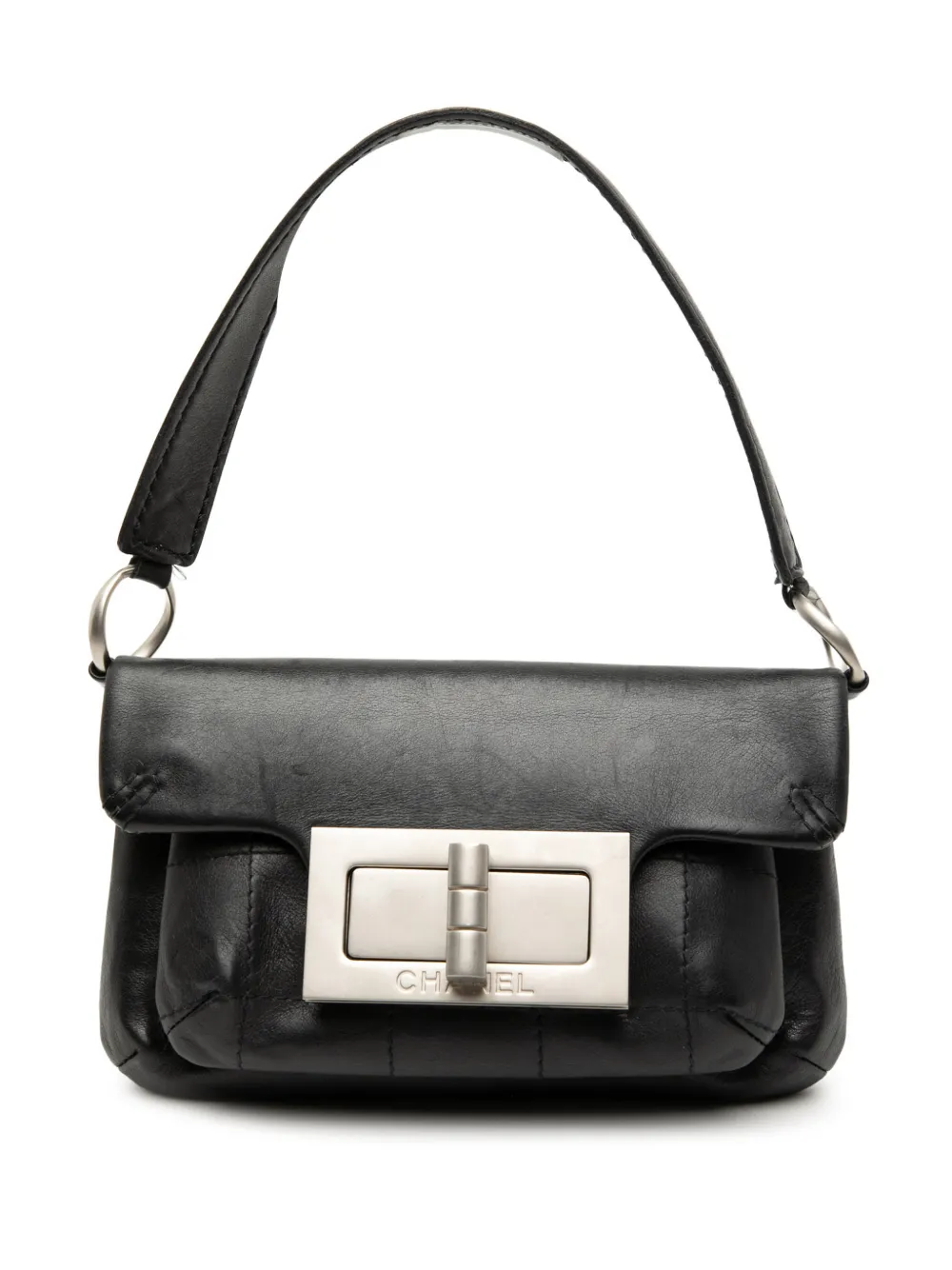 CHANEL Pre-Owned 2003-2004 Mini Calfskin Giant Mademoiselle Turnlock Flap handbag - Schwarz