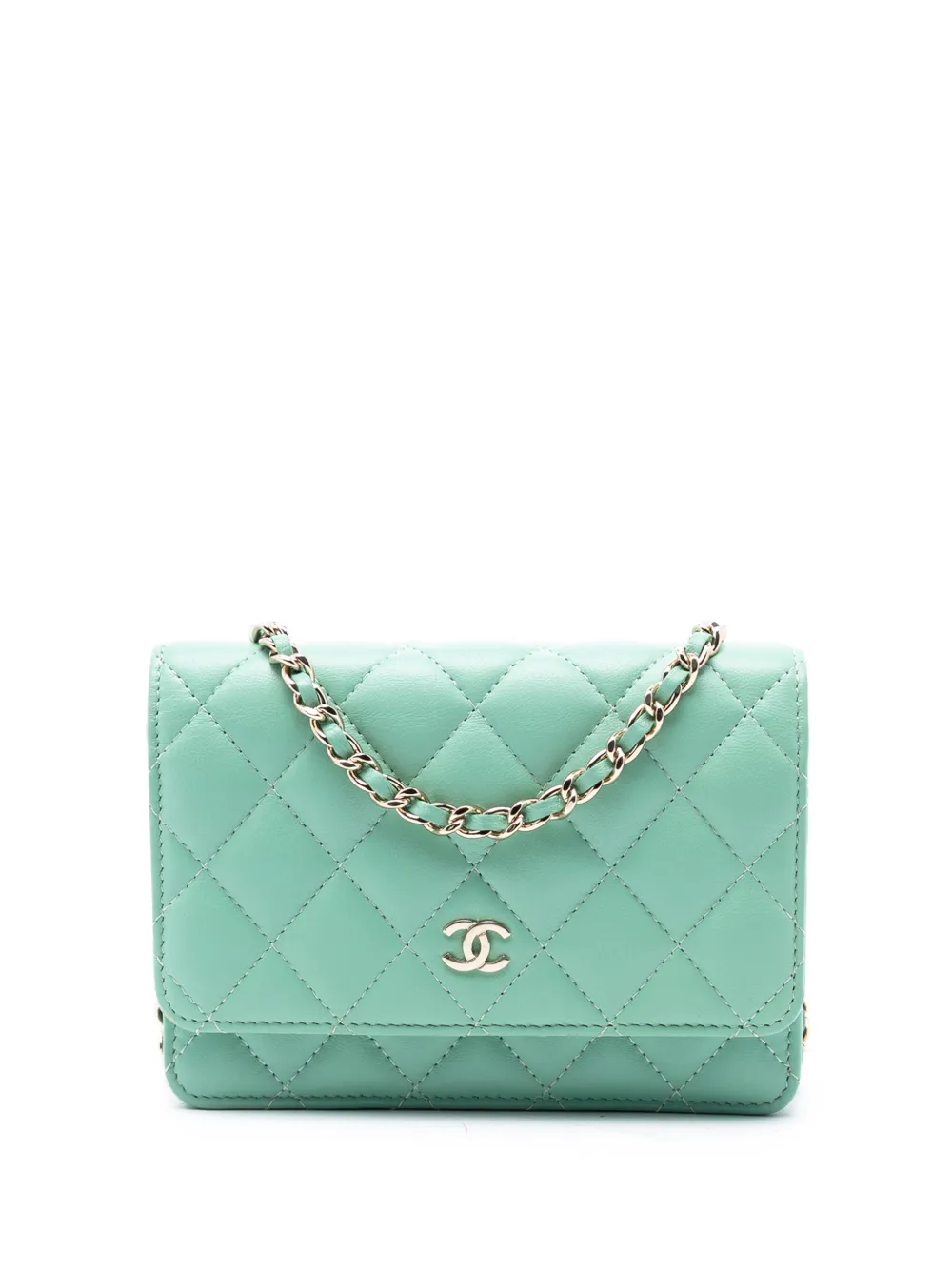 CHANEL Pre-Owned 2020 Mini CC Quilted Lambskin Wallet On Chain crossbody bag - Verde