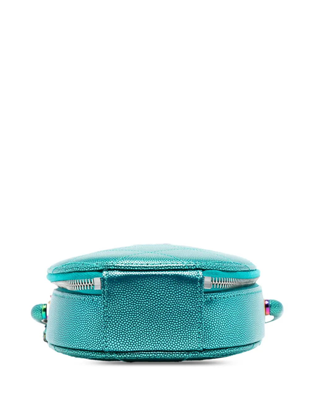 2019 Quilted Metallic Caviar Rainbow Hardware Oval Camera Bag Satchel