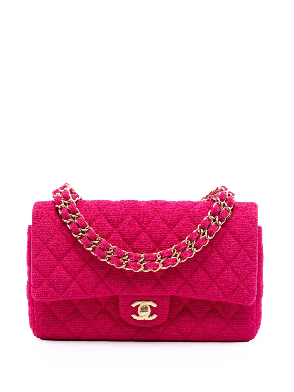 CHANEL Pre-Owned 2009-2010 Medium Classic Jersey Double Flap shoulder bag - Rosa