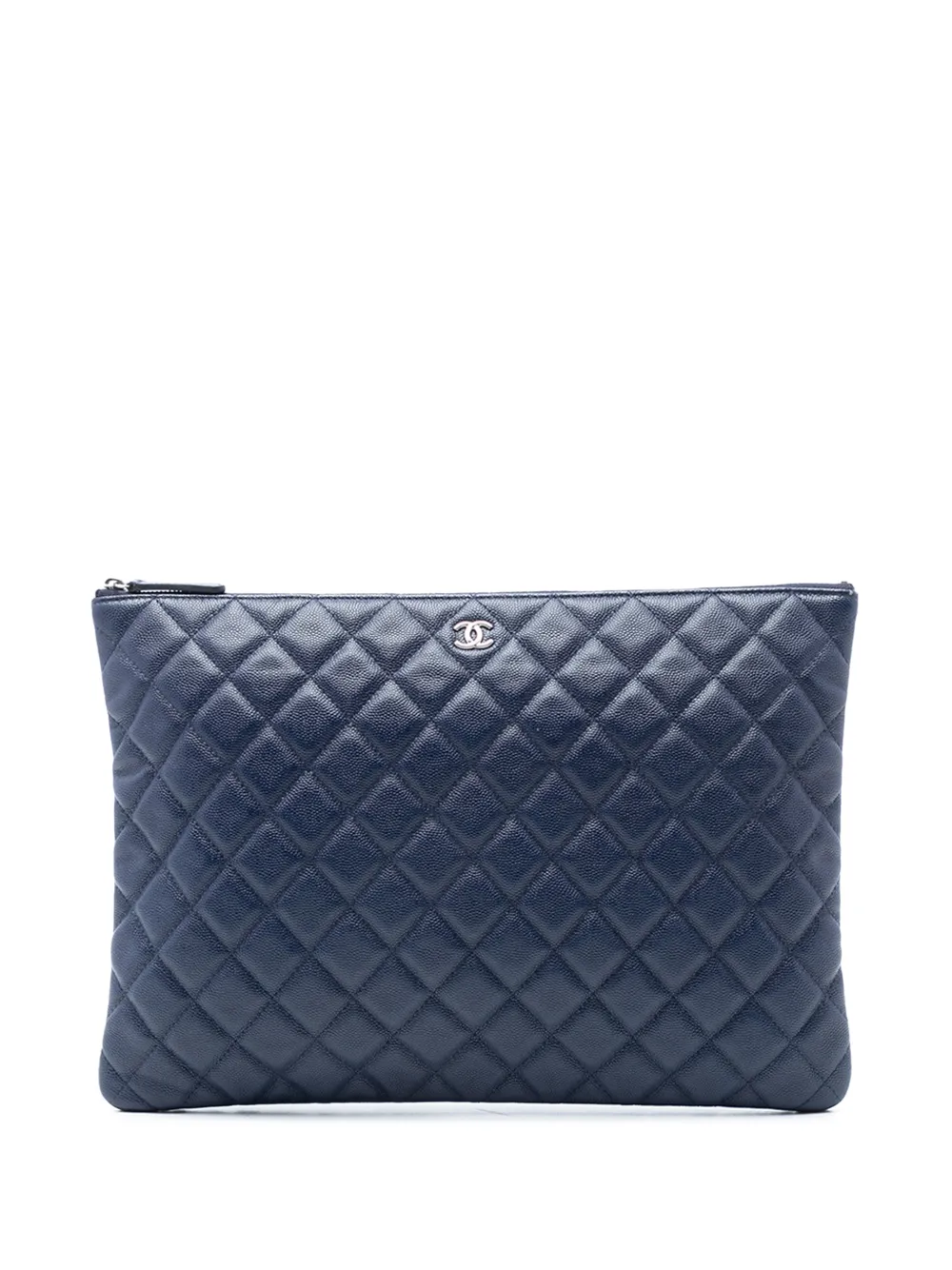 CHANEL Pre-Owned 2017-2018 Large Quilted Caviar O Case clutch bag - Blu