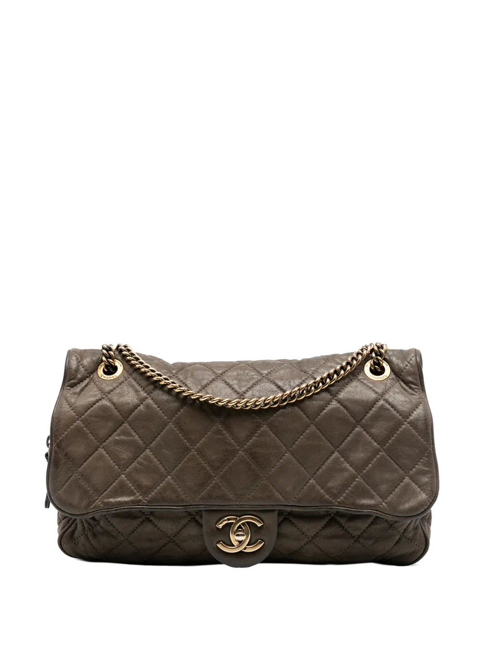 CHANEL Pre-Owned 2012-2013 Large Quilted Iridescent Calfskin Shiva Flap shoulder bag - Marrone