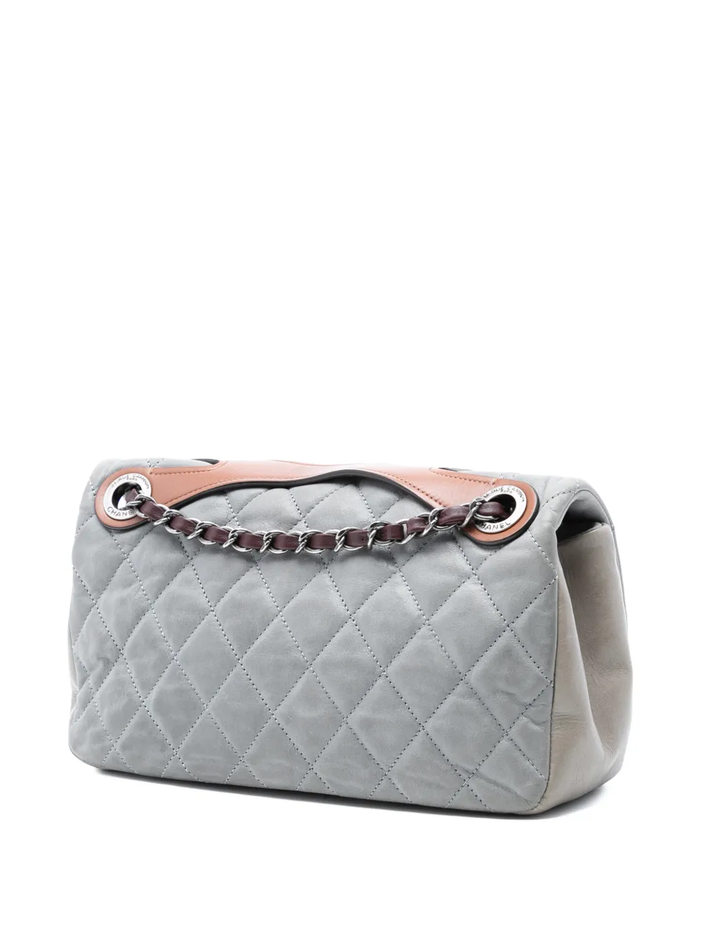 Pre-owned Chanel 2010-2011 Medium Iridescent Calfskin In The Mix Flap Satchel In Gray