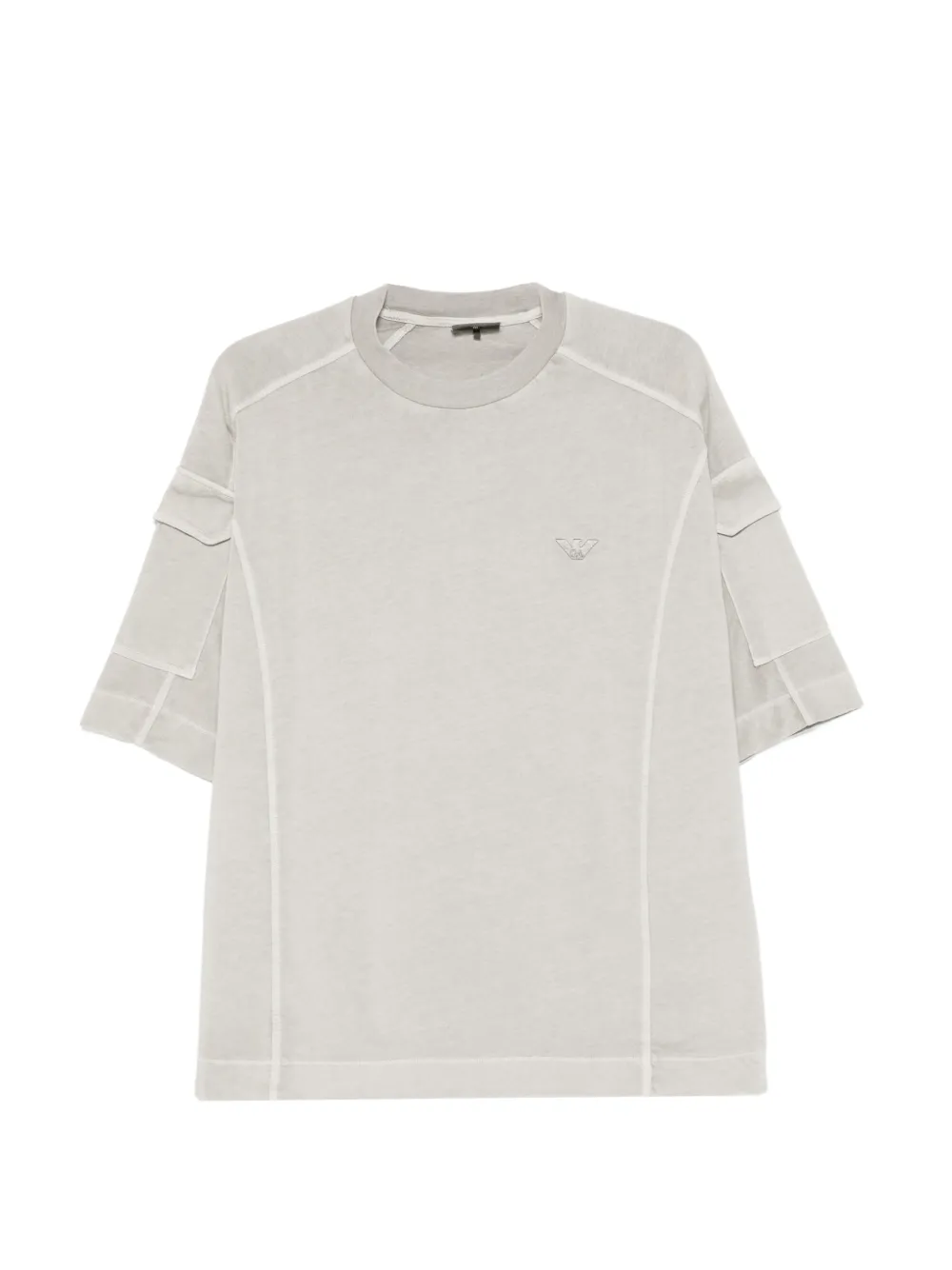 Emporio Armani crew-neck logo-embroidery T-shirt - Grigio