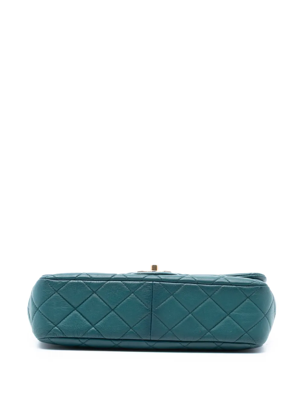 CHANEL Pre-owned 2014 Cc Quilted Lambskin East West Single Flap Shoulder Bag In Blue