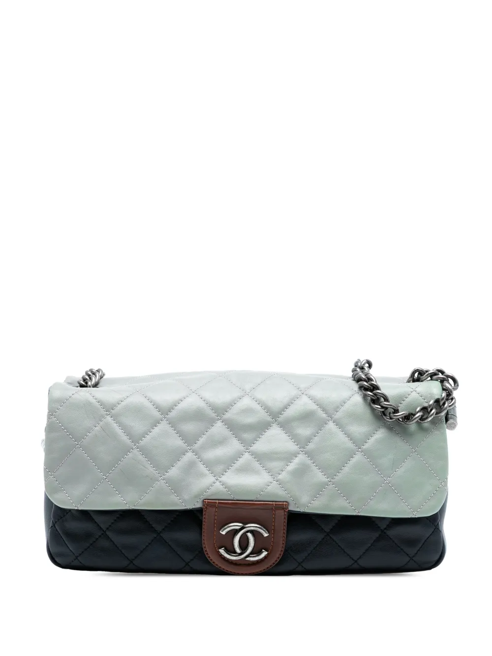 CHANEL Pre-Owned 2012 Large Tricolor Quilted Lambskin Country Chic Flap shoulder bag - Blu