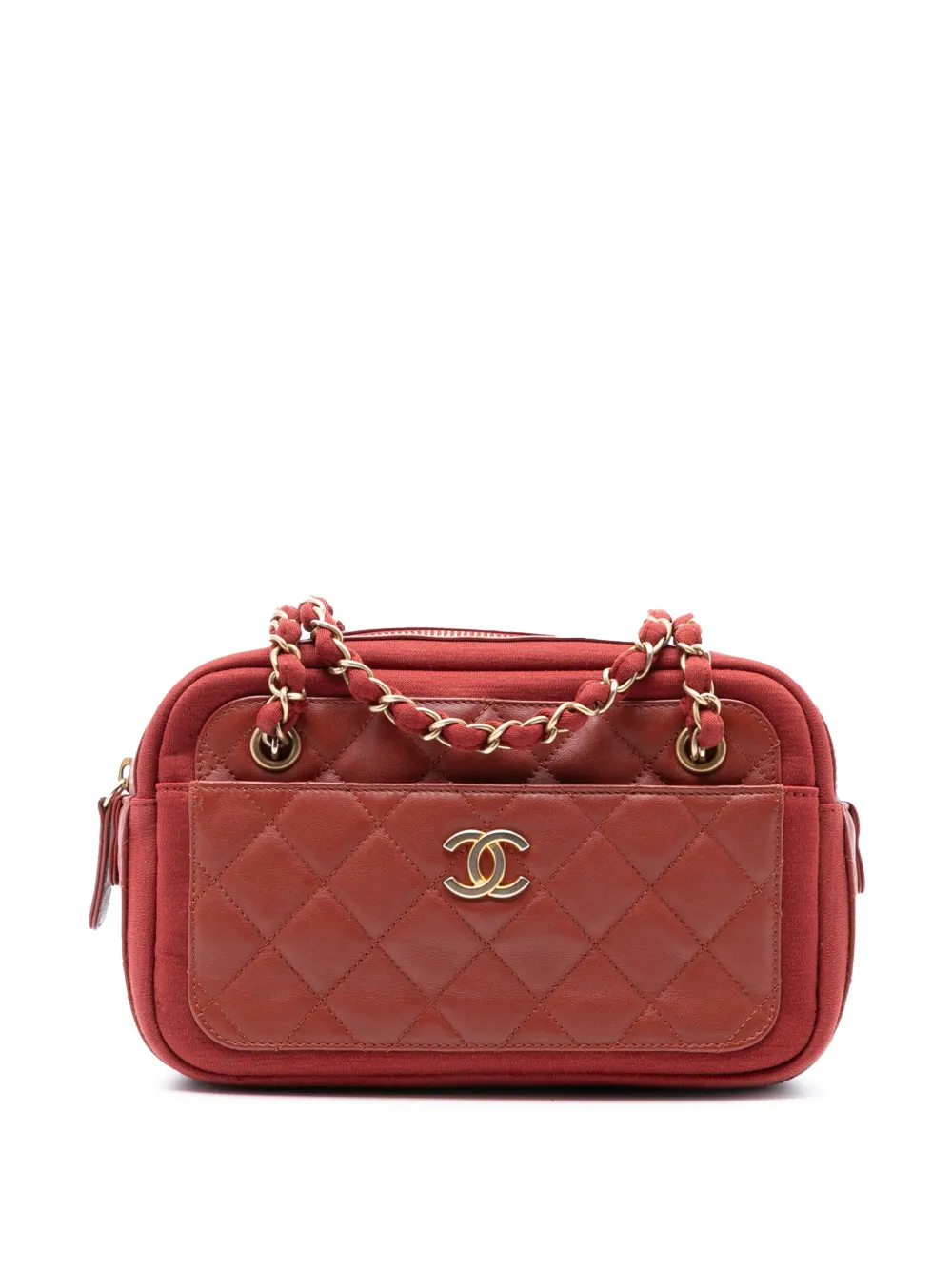 CHANEL Pre-Owned 2018-2019 Paris Hamburg Quilted Lambskin and Jersey Camera Case shoulder bag - Rosso