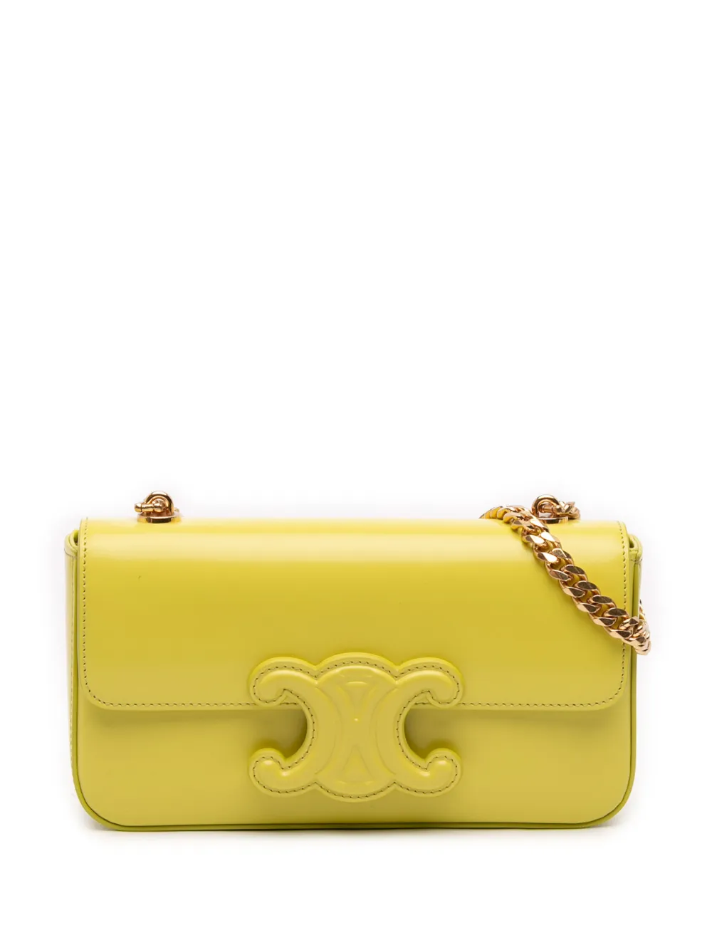 Celine Pre-Owned 2022 Shiny Calfskin Claude Chain shoulder bag - Giallo