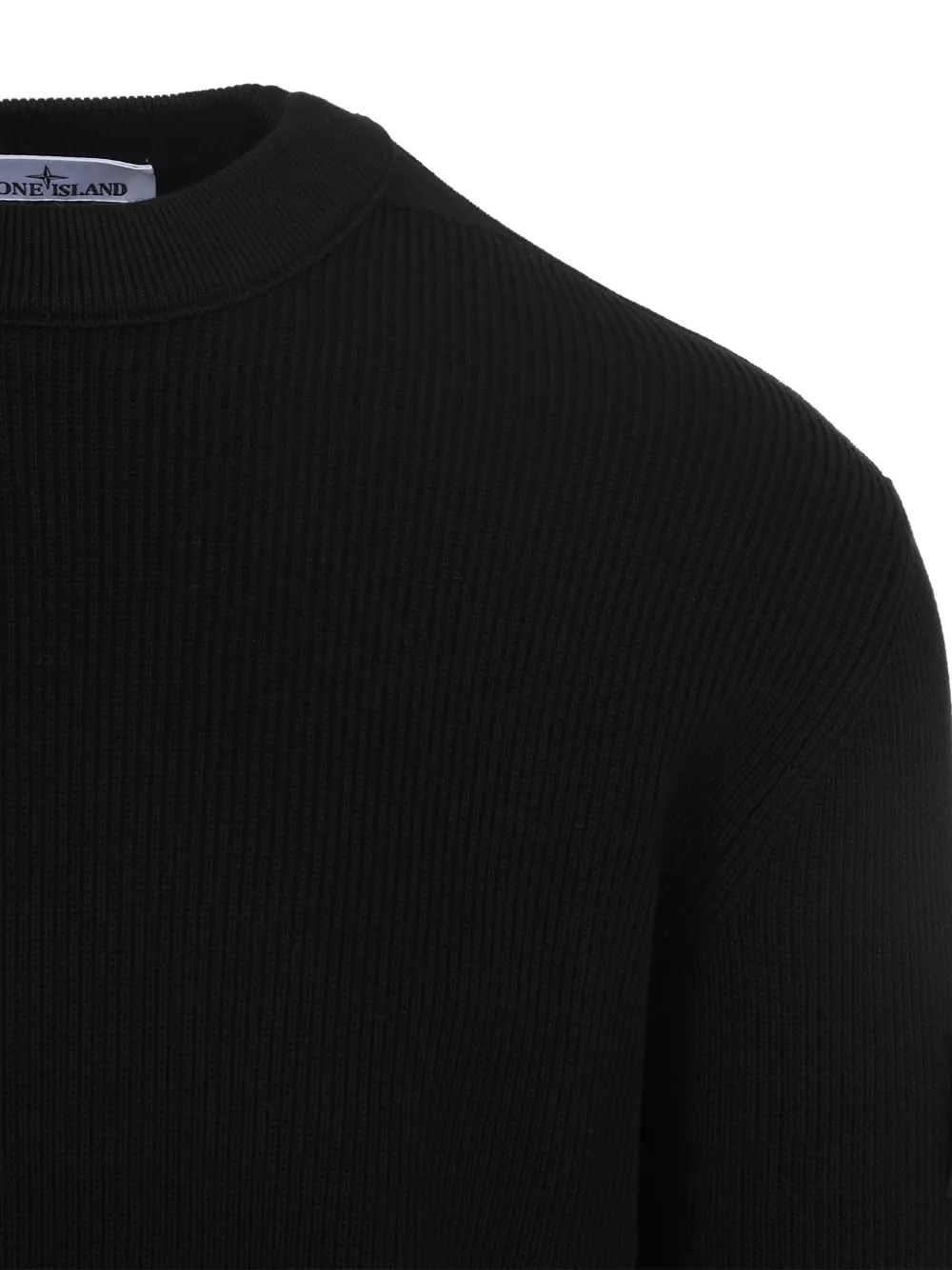 Stone Island Ribgebreide trui met logopatch Zwart