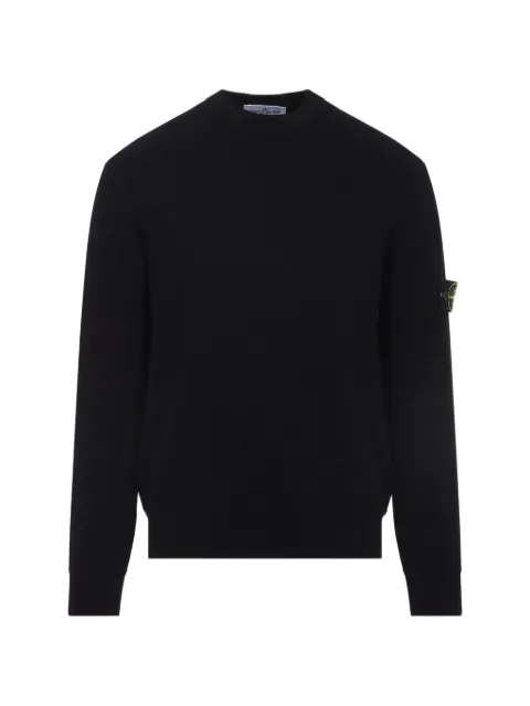 Stone Island suéter tejido de canalé con parche del logo