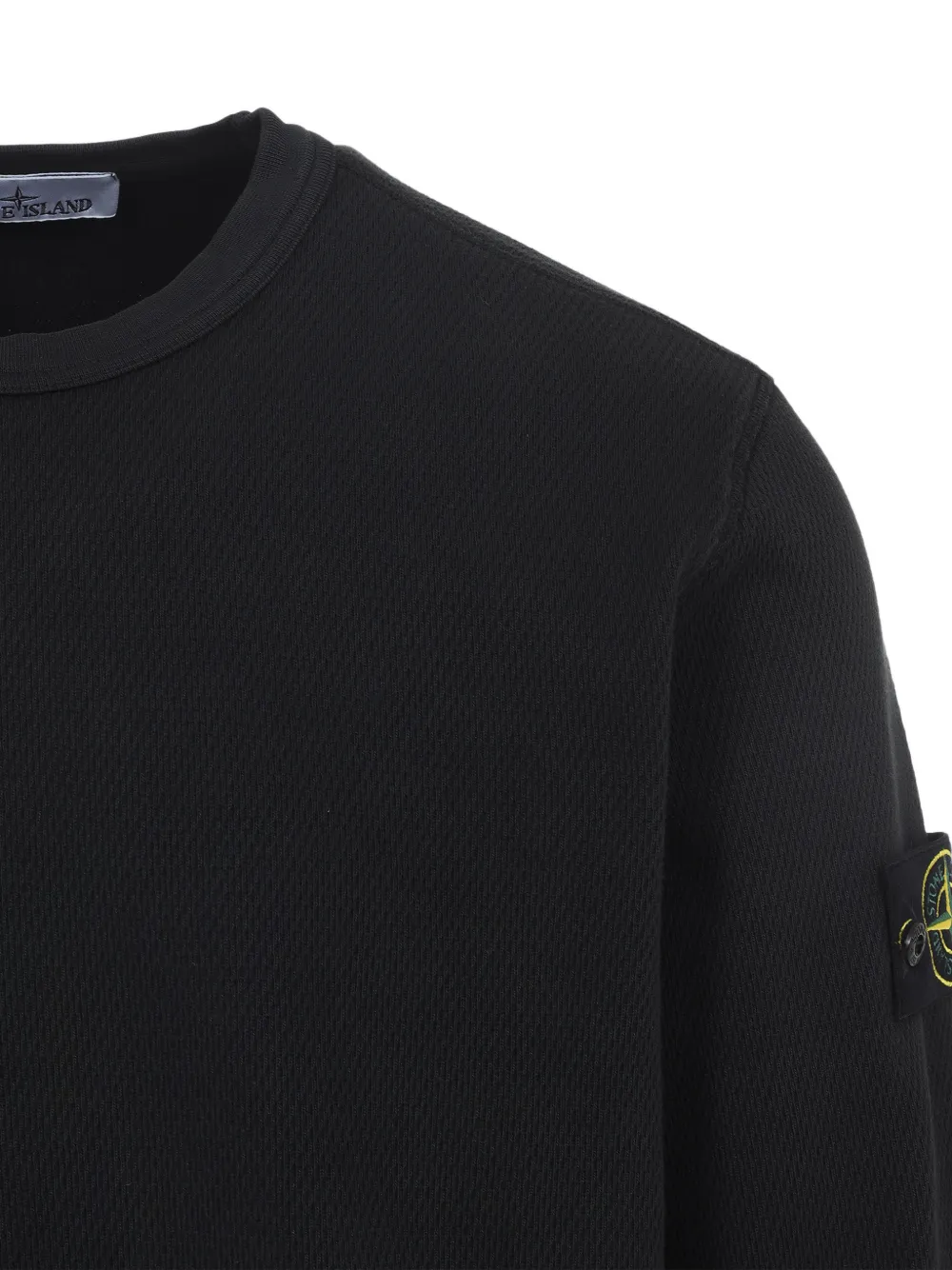 Stone Island Geribbelde sweater met logopatch Zwart