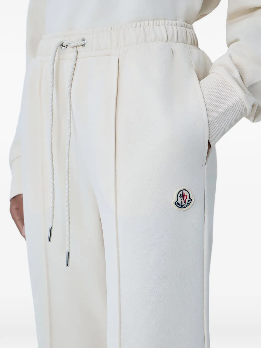 Moncler Broek met logopatch en trekkoord Beige