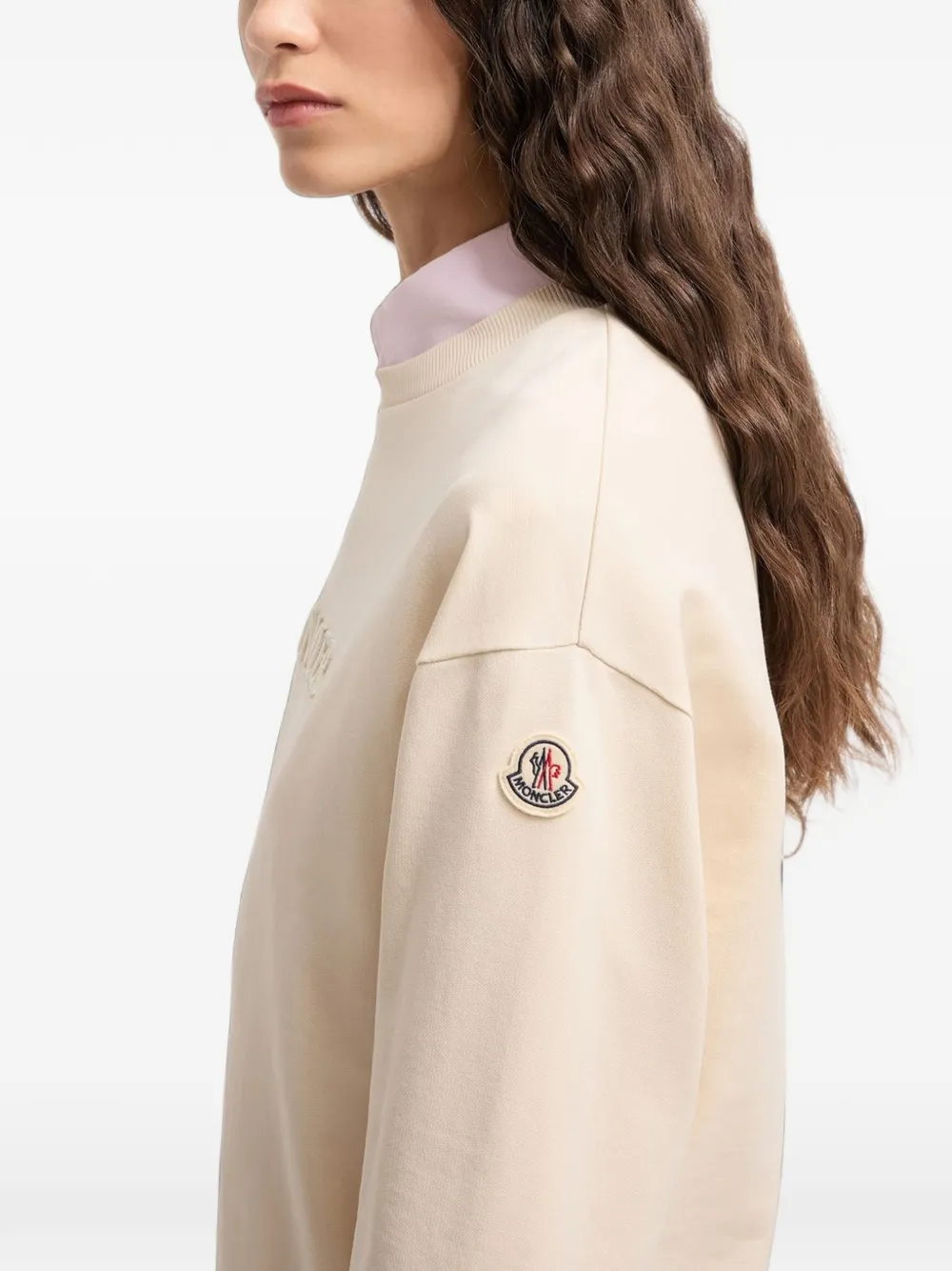 Moncler Sweater met geborduurd logo Beige