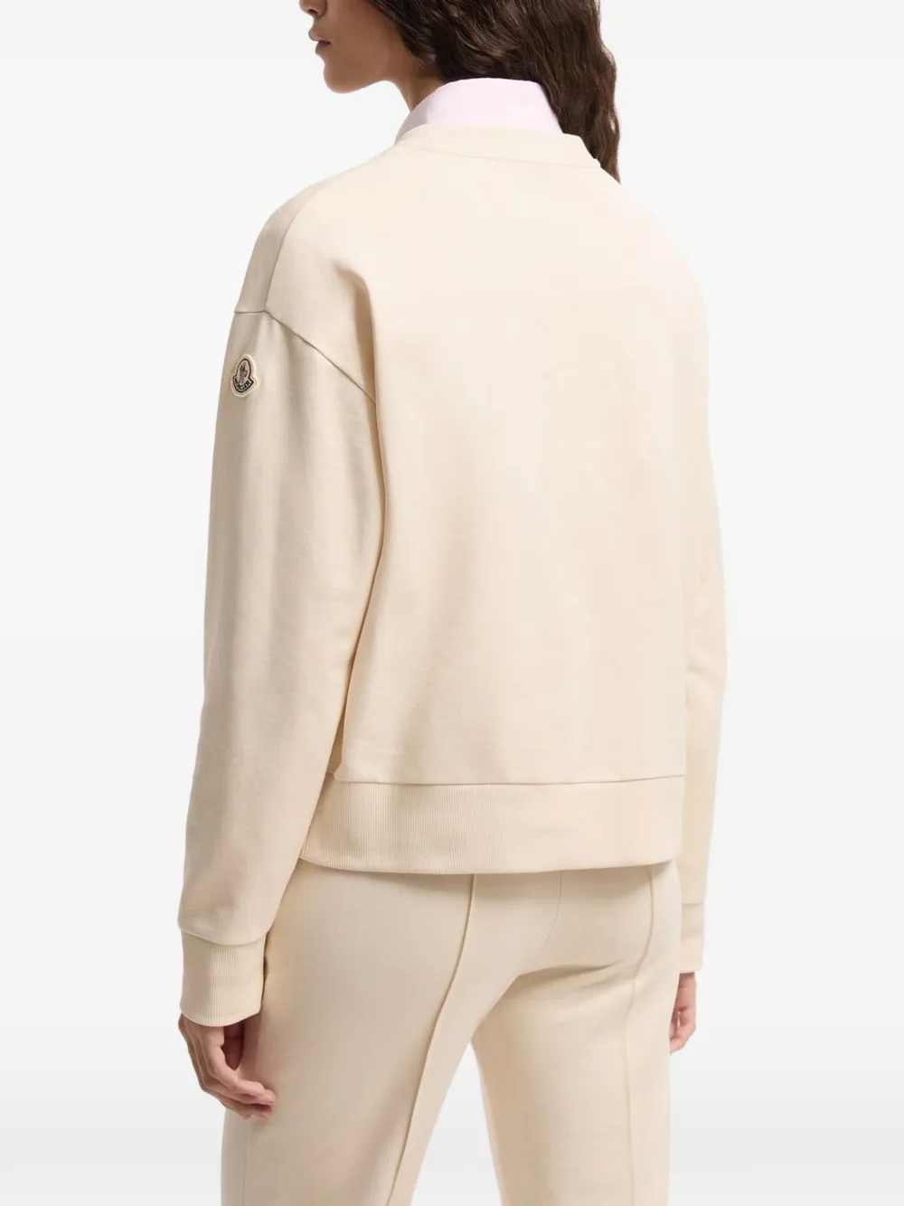 Moncler Sweater met geborduurd logo Beige
