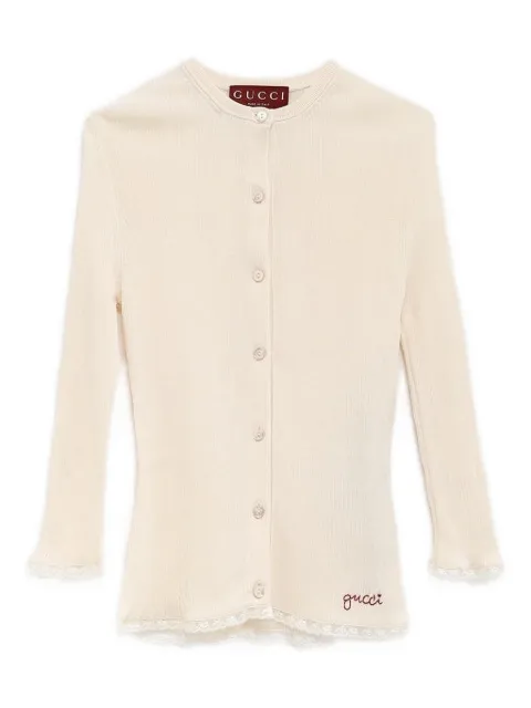 Gucci cotton rib cardigan with embroidery